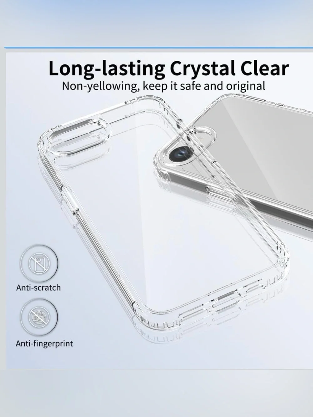 Clear Slim Hybrid Case with Tempered Glass Screen Protector - Transparent IP 16e